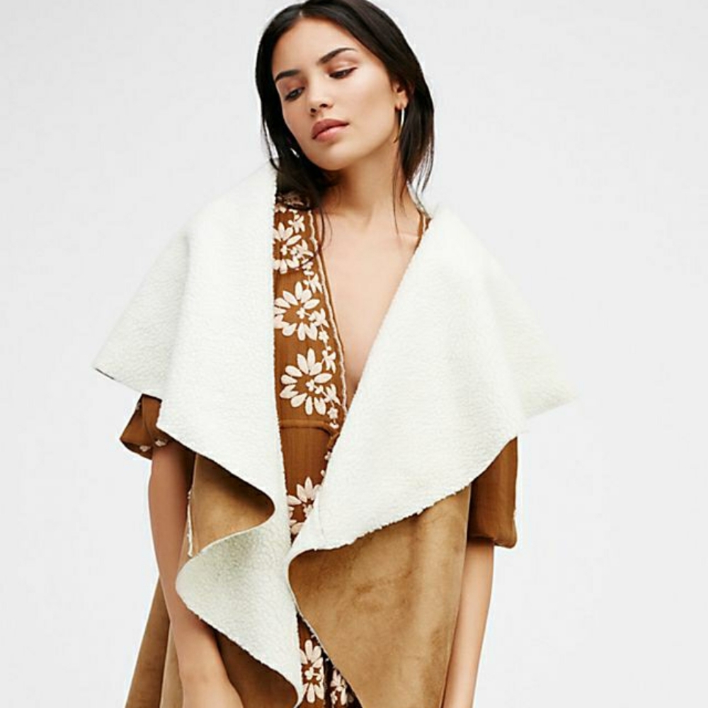 Free people VEGAN SUEDE/SHEARLING LONG VEST